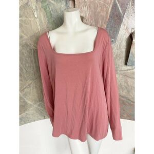 Asos Pink Square Neck Blouse Top Size 18 Long Sleeve
